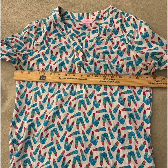 LILLY PULITZER-KISSY KISS LIPSTICK PRINT TUNIC BLOUSE SIZE XS - Picture 5 of 8